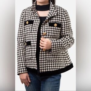 Gucci Black and White Wool Houndstooth Jacket Size 40